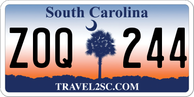 SC license plate ZOQ244