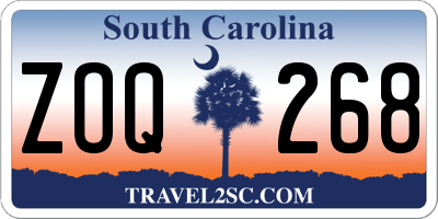 SC license plate ZOQ268