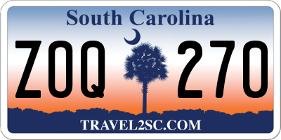 SC license plate ZOQ270