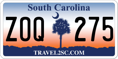 SC license plate ZOQ275