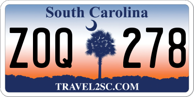 SC license plate ZOQ278