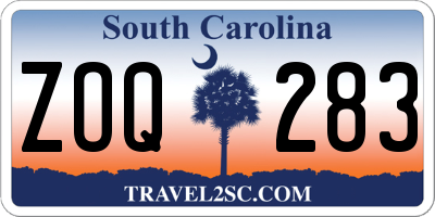 SC license plate ZOQ283