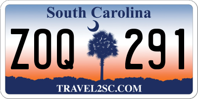 SC license plate ZOQ291