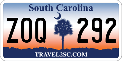 SC license plate ZOQ292