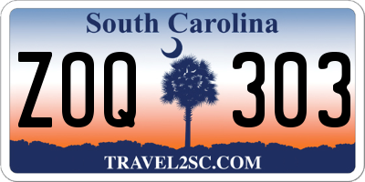SC license plate ZOQ303