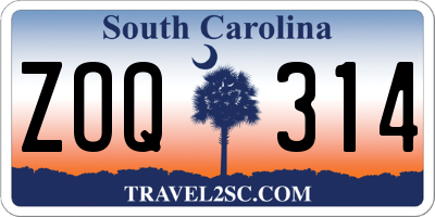SC license plate ZOQ314