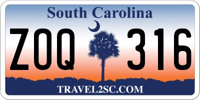 SC license plate ZOQ316