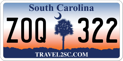 SC license plate ZOQ322