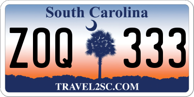 SC license plate ZOQ333