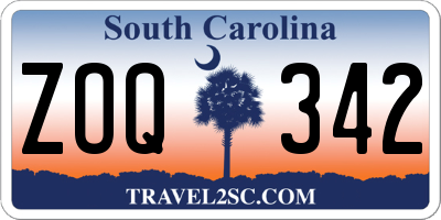 SC license plate ZOQ342