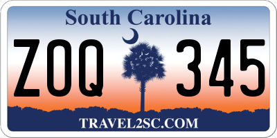 SC license plate ZOQ345
