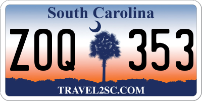 SC license plate ZOQ353