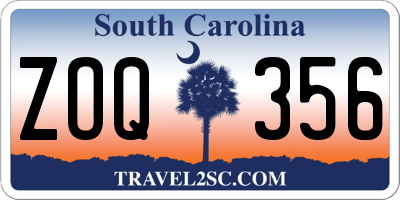 SC license plate ZOQ356