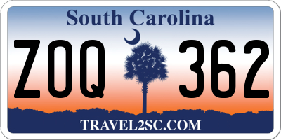 SC license plate ZOQ362
