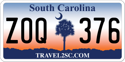 SC license plate ZOQ376