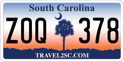 SC license plate ZOQ378