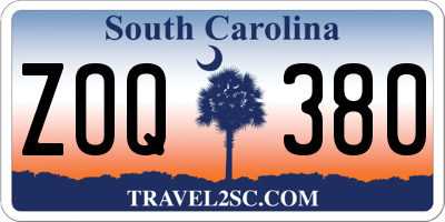SC license plate ZOQ380