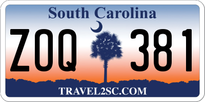 SC license plate ZOQ381