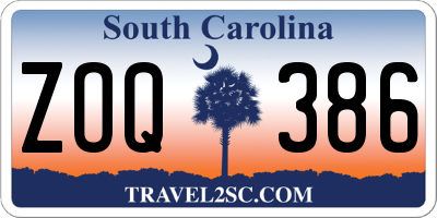 SC license plate ZOQ386