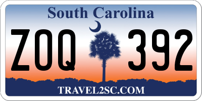 SC license plate ZOQ392