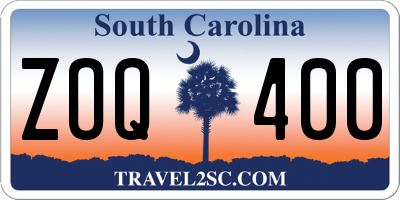SC license plate ZOQ400