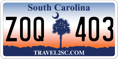 SC license plate ZOQ403