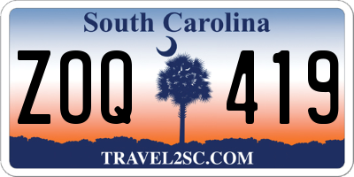 SC license plate ZOQ419