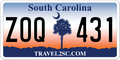 SC license plate ZOQ431