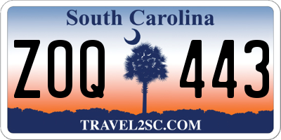 SC license plate ZOQ443