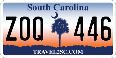 SC license plate ZOQ446