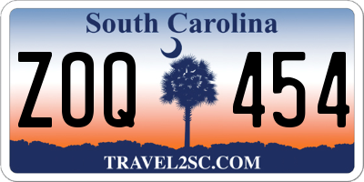 SC license plate ZOQ454