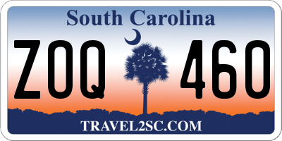 SC license plate ZOQ460