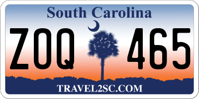 SC license plate ZOQ465