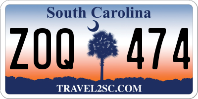 SC license plate ZOQ474