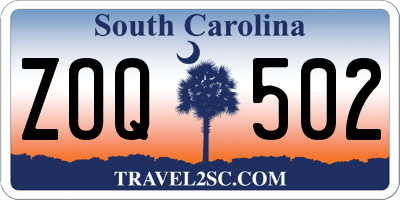 SC license plate ZOQ502