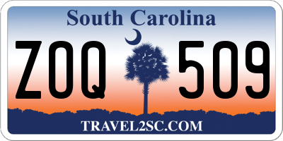 SC license plate ZOQ509