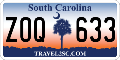 SC license plate ZOQ633
