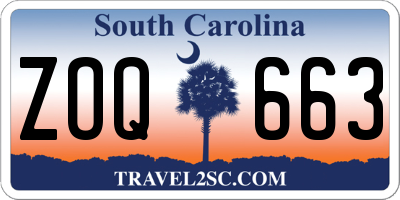 SC license plate ZOQ663