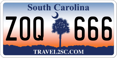 SC license plate ZOQ666