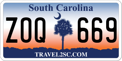 SC license plate ZOQ669