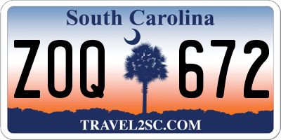 SC license plate ZOQ672