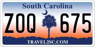 SC license plate ZOQ675