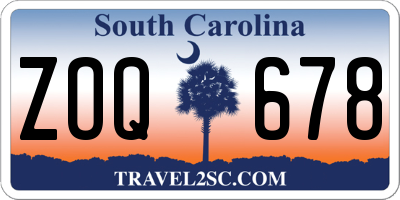 SC license plate ZOQ678