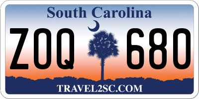 SC license plate ZOQ680