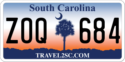 SC license plate ZOQ684