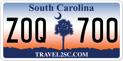 SC license plate ZOQ700