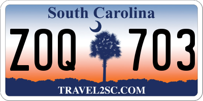 SC license plate ZOQ703