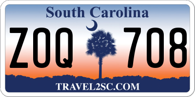 SC license plate ZOQ708