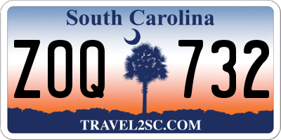 SC license plate ZOQ732