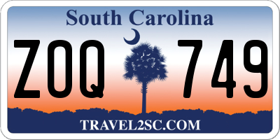 SC license plate ZOQ749